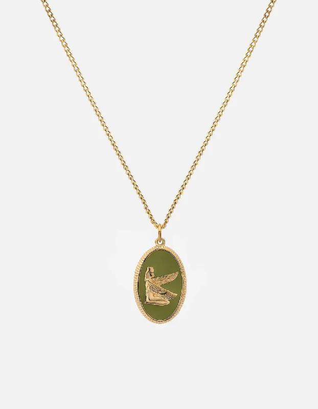 Exclusive Men's Necklaces & Pendants for the Modern Gentleman-Ma'at Necklace, Gold Vermeil/Sage Enamel Exclusive Men's Necklaces & Pendants for the Modern Gentleman-Ma'at Necklace, Gold Vermeil/Sage Enamel