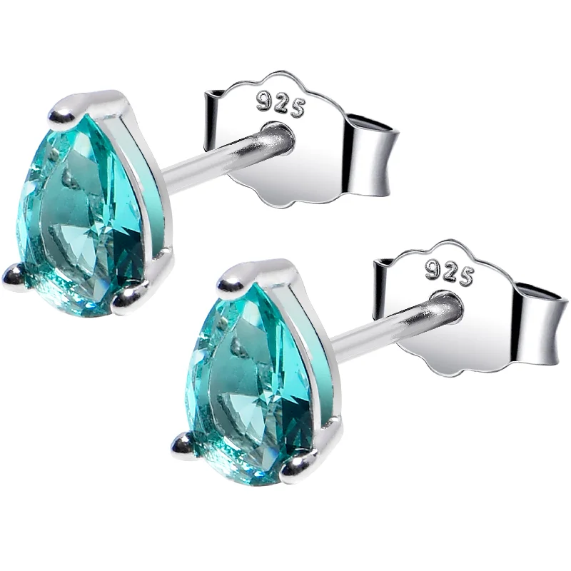 Women's Earrings – Elegant Designs for Every Personality--4mm CZ Pear 925 Sterling Silver December Birthstone Stud Earrings