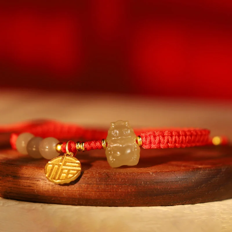 Pearl Bangles for Women-❗❗❗A Flash Sale- Buddha Stones Year of the Dragon 925 Sterling Silver Hetian Jade Fu Character Luck Bracelet