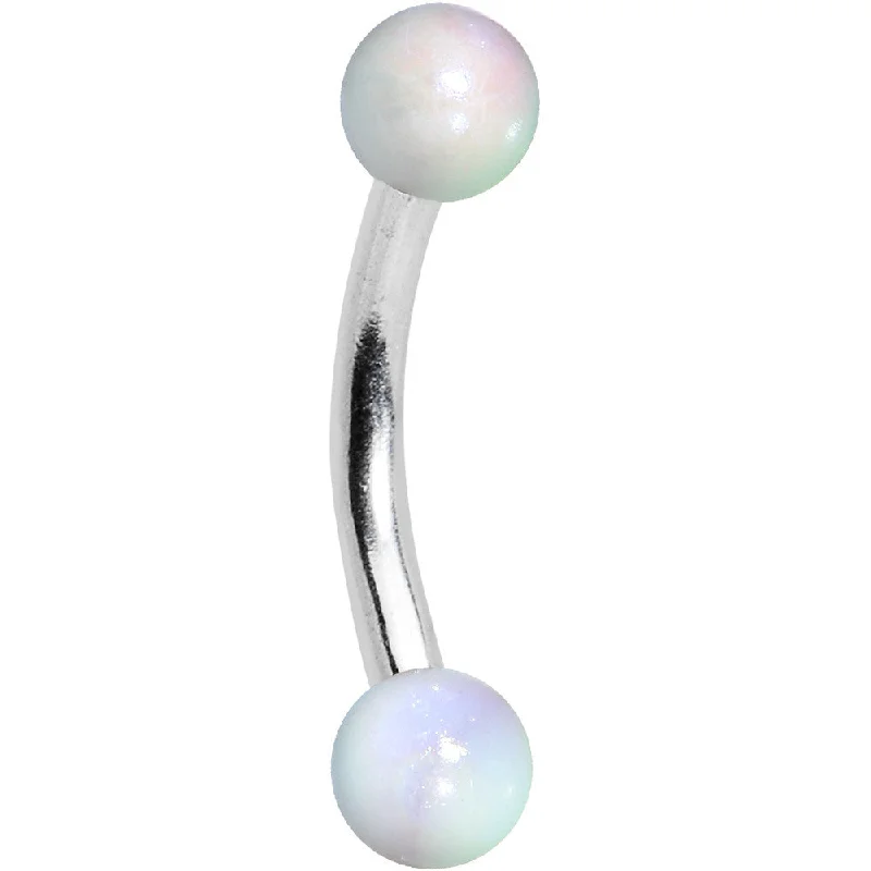 Women's Earrings – Elegant Designs for Every Personality--16 Gauge Metallic Acrylic White Nebula Curved Eyebrow Ring 5/16
