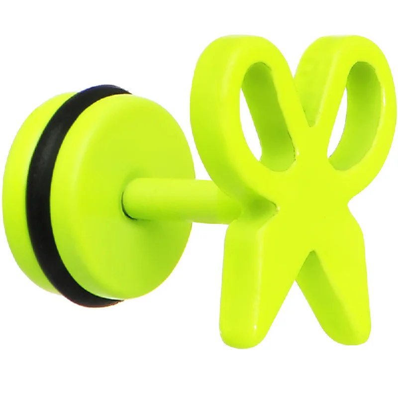 Women's Earrings – Elegant Designs for Every Personality--Light Green Neon Enamel Bow Cheater Plug