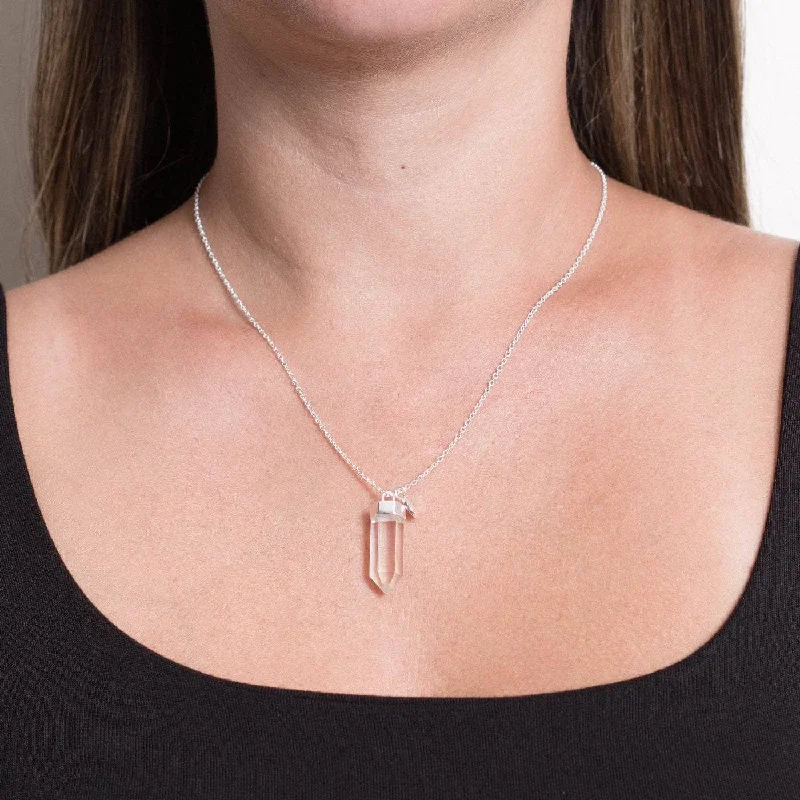 Shop Classic Women's Necklaces & Pendants with a Modern Twist-Clear Quartz Crystal Point Necklace Shop Classic Women's Necklaces & Pendants with a Modern Twist-Clear Quartz Crystal Point Necklace
