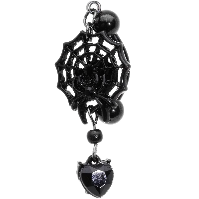 Comfortable Belly Rings for Bold Looks -Black Gem Black Spiderweb Halloween Reversible Dangle Belly Ring Comfortable Belly Rings for Bold Looks -Black Gem Black Spiderweb Halloween Reversible Dangle Belly Ring