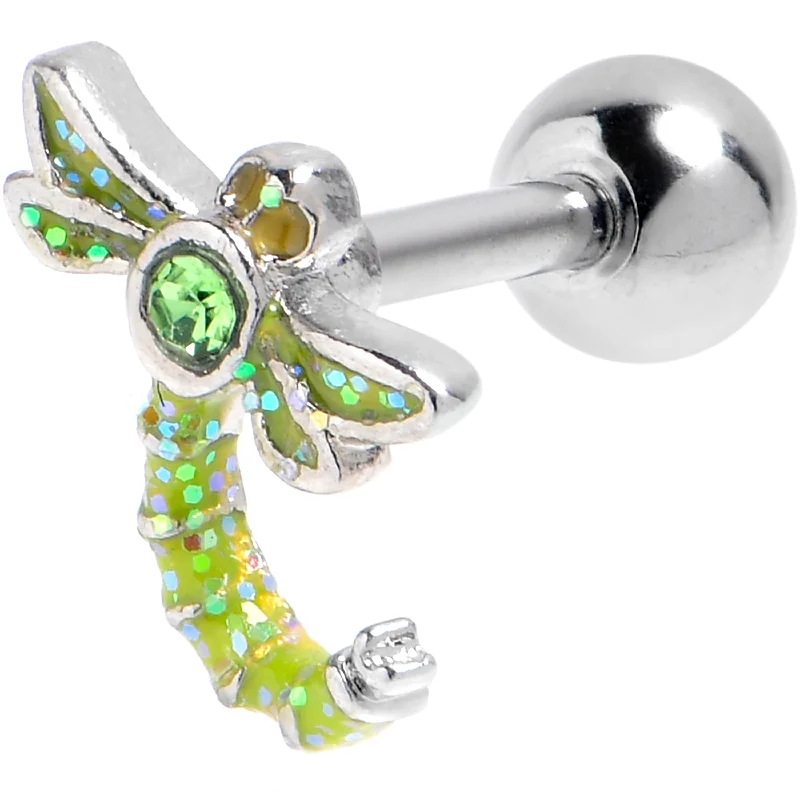 Women's Earrings – Elegant Designs for Every Personality--16 Gauge 1/4 Green Gem Glitter Dragonfly Cartilage Tragus Earring Women's Earrings – Elegant Designs for Every Personality--16 Gauge 1/4 Green Gem Glitter Dragonfly Cartilage Tragus Earring