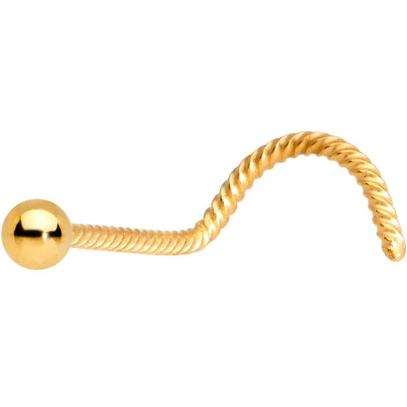 Nose Rings with Emerald Stones -2mm Ball Gold IP Twisted Left Nose Screw