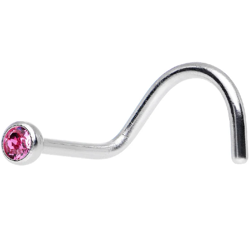 Nose Rings for Bold Fashion Choices -Rose Crystal Screw Nose Ring Created with Crystals Nose Rings for Bold Fashion Choices -Rose Crystal Screw Nose Ring Created with Crystals