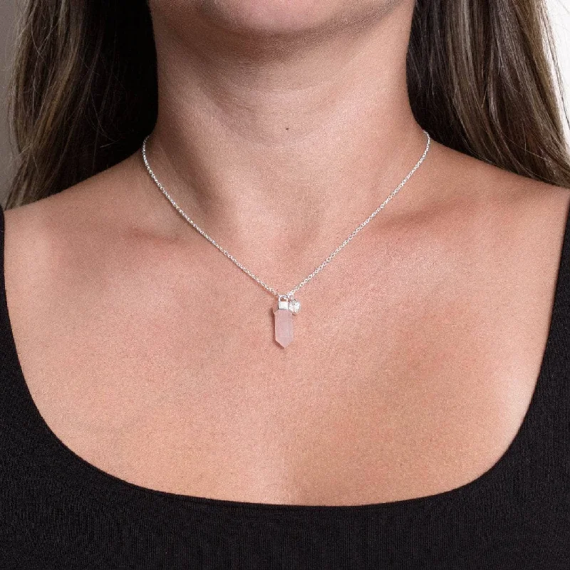 Shop Classic Women's Necklaces & Pendants with a Modern Twist-Delicate Rose Quartz Crystal Point Necklace Shop Classic Women's Necklaces & Pendants with a Modern Twist-Delicate Rose Quartz Crystal Point Necklace
