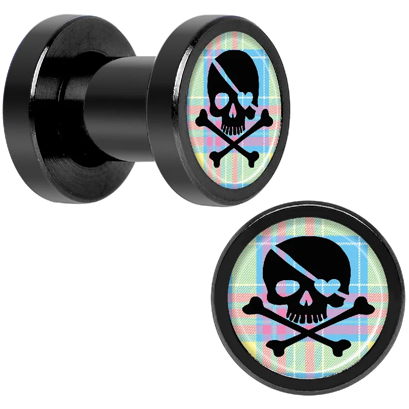Women's Earrings – Elegant Designs for Every Personality--Pink Green Plaid Heart Skull Black Anodized Screw Fit Plug Set 4 Gauge Women's Earrings – Elegant Designs for Every Personality--Pink Green Plaid Heart Skull Black Anodized Screw Fit Plug Set 4 Gauge