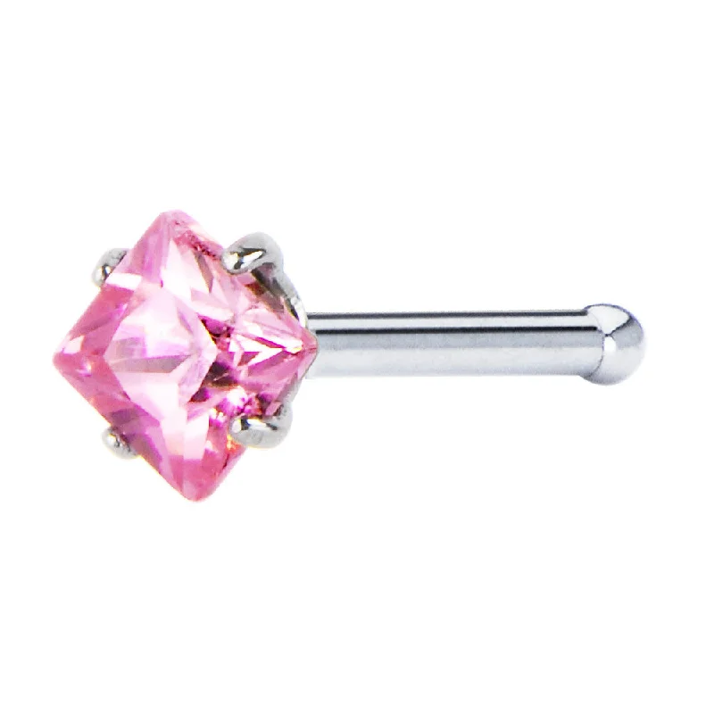 Elegant Nose Rings with Unique Designs -18 Gauge Pink Diamond Cubic Zirconia Nose Bone Elegant Nose Rings with Unique Designs -18 Gauge Pink Diamond Cubic Zirconia Nose Bone