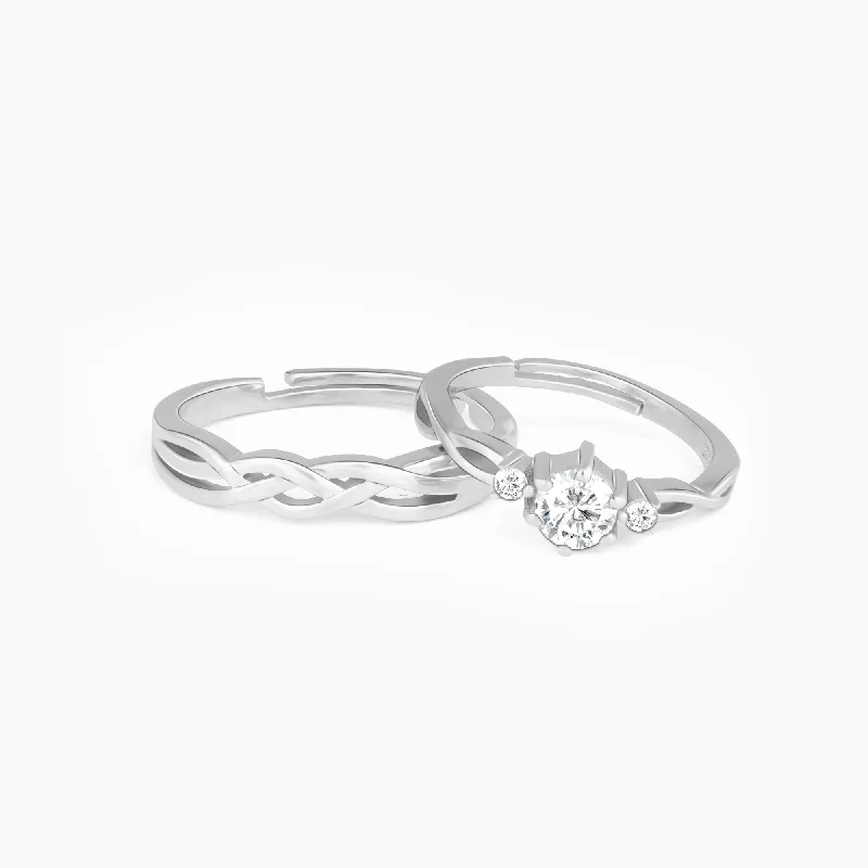 Chic Women's Rings for Fashion-Forward Looks-Silver Elegant Love Couples Rings