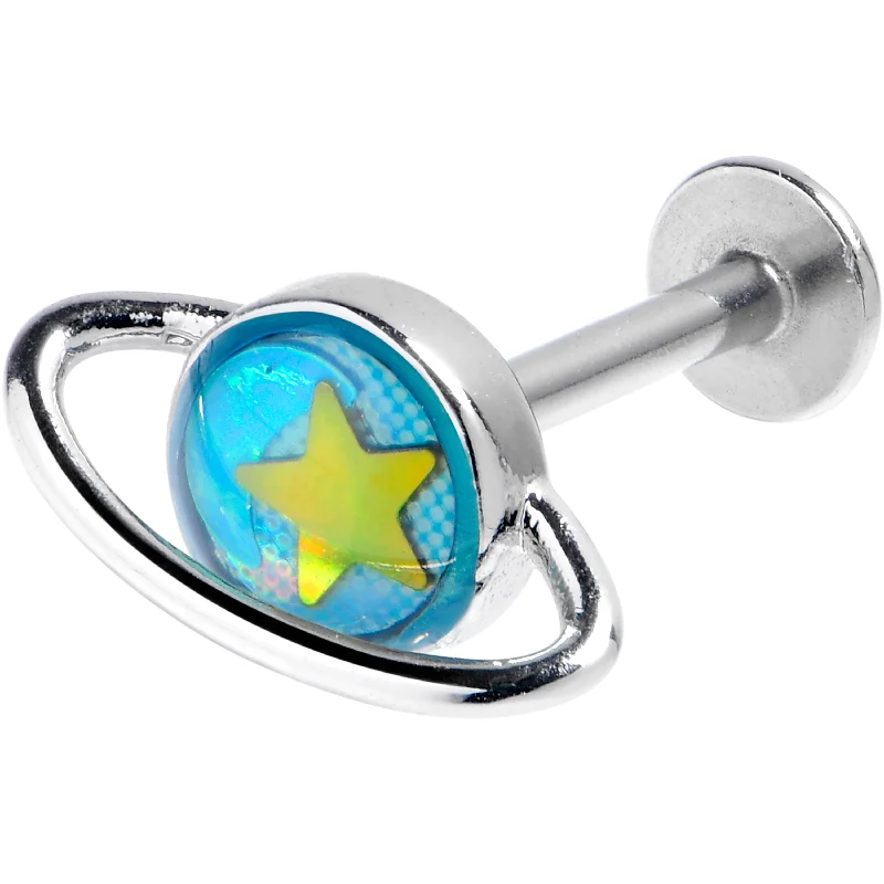 Custom Lip Rings for a Bold Fashion Statement16 Gauge 5/16 Saturn Star Blue Labret Monroe Tragus