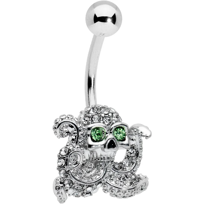 Comfortable Belly Rings for Stylish Piercings -Clear Green Gem Sunglasses Octopus Belly Ring Comfortable Belly Rings for Stylish Piercings -Clear Green Gem Sunglasses Octopus Belly Ring