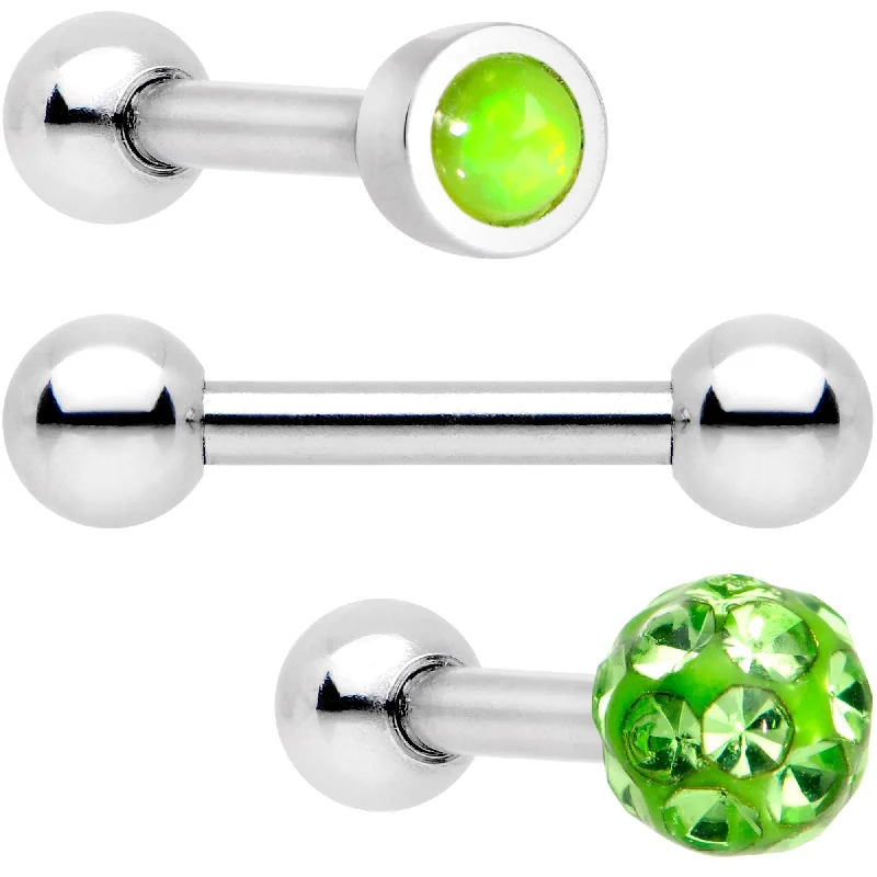 Women's Earrings – Elegant Designs for Every Personality--16 Gauge 1/4 Lime Faux Opal Inlay Cartilage Tragus Earring 3 Pack Set Women's Earrings – Elegant Designs for Every Personality--16 Gauge 1/4 Lime Faux Opal Inlay Cartilage Tragus Earring 3 Pack Set