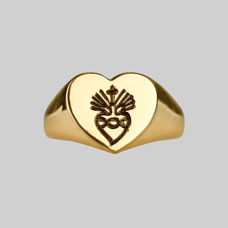 Chic Women's Rings for Fashion-Forward Looks-ARDOUR. Sacred Heart Signet Ring - Gold Chic Women's Rings for Fashion-Forward Looks-ARDOUR. Sacred Heart Signet Ring - Gold