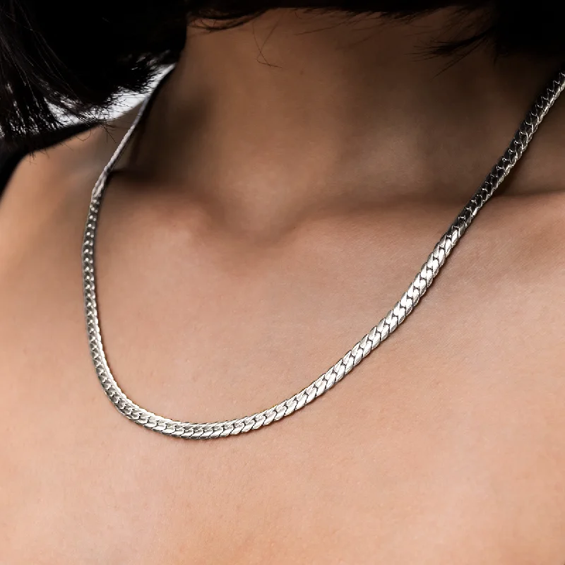 Shop Classic Women's Necklaces & Pendants with a Modern Twist-South Beach Cuban™ Necklace in White Gold- 5mm Shop Classic Women's Necklaces & Pendants with a Modern Twist-South Beach Cuban™ Necklace in White Gold- 5mm
