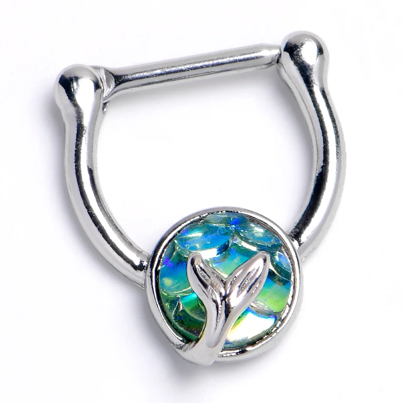 Women's Earrings – Elegant Designs for Every Personality--16 Gauge 3/8 Mermaid Blue Scale Tail Cartilage Clicker
