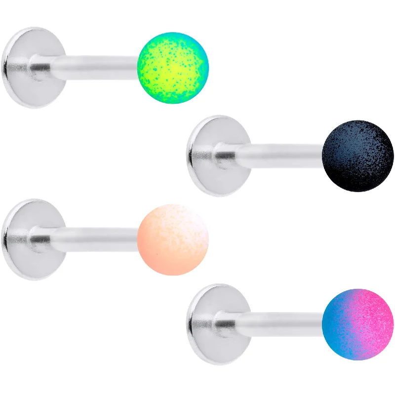 Vibrant Lip Rings for Bold Looks16 Gauge 5/16 Green Purple Blue Pink Soft Ombre Labret Tragus Set of 4