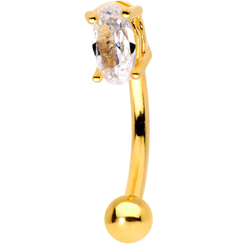 Women's Earrings – Elegant Designs for Every Personality--5/16 Clear CZ Gem Gold Plated Big Bling Curved Eyebrow Ring Women's Earrings – Elegant Designs for Every Personality--5/16 Clear CZ Gem Gold Plated Big Bling Curved Eyebrow Ring