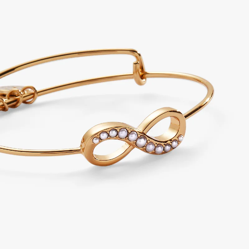Women's Bangles with Gold Detailing-Pearl Infinity Inline Bangle
