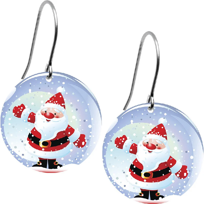 Women's Earrings – Elegant Designs for Every Personality--Winter Holiday Snow Globe Christmas Santa Claus Dangle Earrings