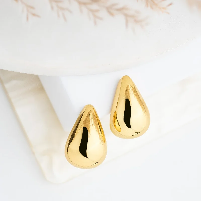 Contemporary Bangles for Women-Edith Teardrop 18K Gold Stud Earrings