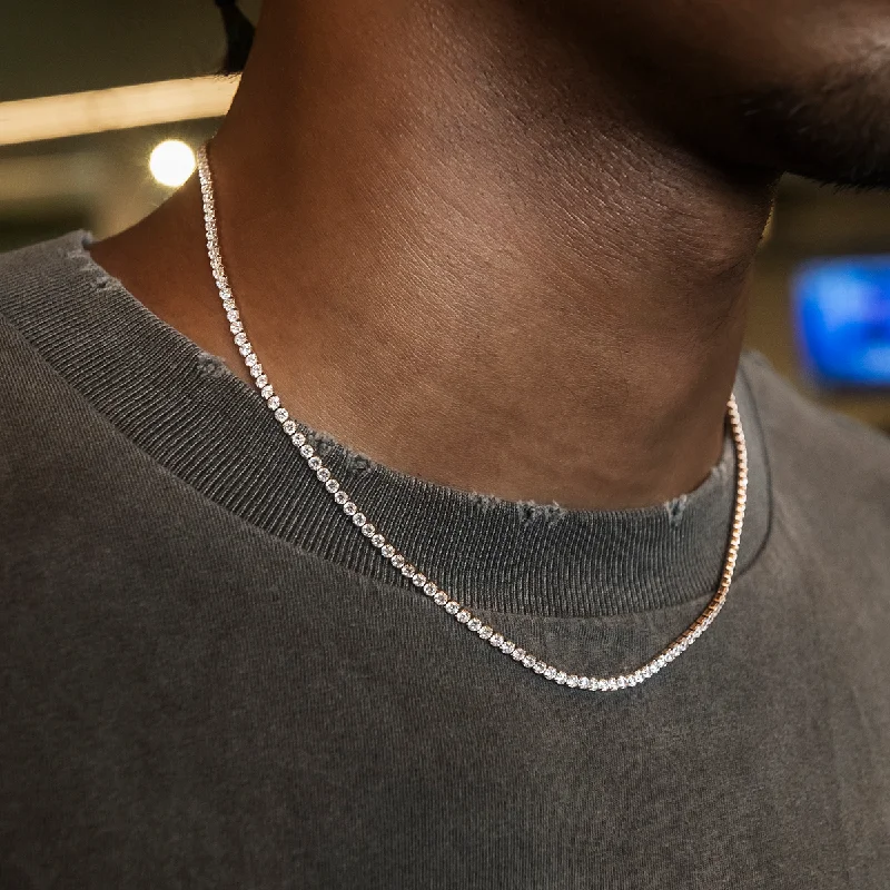 Exclusive Men's Necklaces & Pendants for the Modern Gentleman-Micro Tennis Chain in Rose Gold Exclusive Men's Necklaces & Pendants for the Modern Gentleman-Micro Tennis Chain in Rose Gold