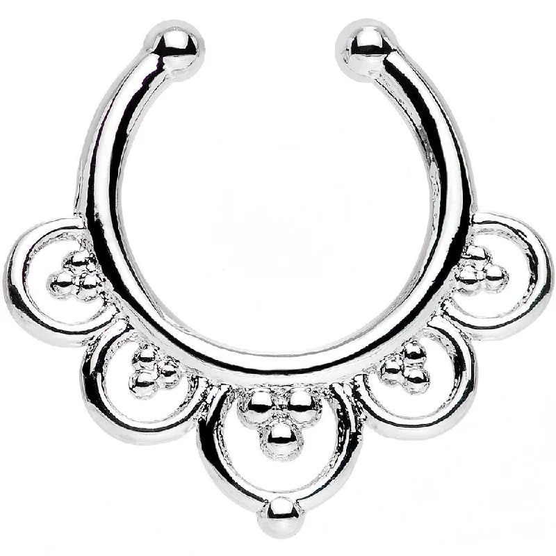 Nose Rings for Urban Look -Beads and Balloons Non-Pierced Clip On Fake Septum Ring