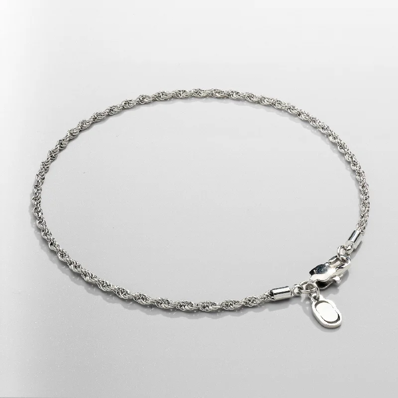 Men's Stylish Bracelets with Textured Design-Rope Bracelet (Silver) 2mm