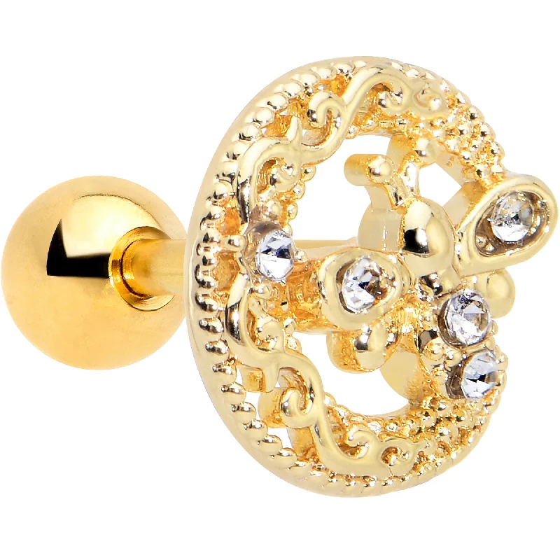 Women's Earrings – Elegant Designs for Every Personality--16 Gauge 1/4 Clear Gem Gold Tone Lunar Dragonfly Cartilage Earring Women's Earrings – Elegant Designs for Every Personality--16 Gauge 1/4 Clear Gem Gold Tone Lunar Dragonfly Cartilage Earring
