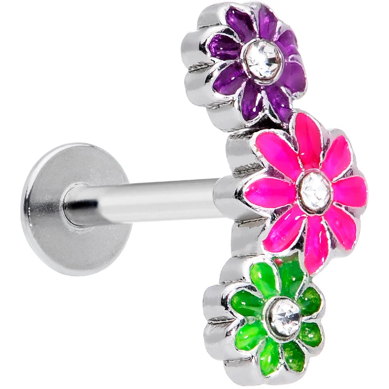 Beautiful Lip Rings for Every Occasion16 Gauge 5/16 Clear Gem Triple Flower Garland Labret Monroe Tragus