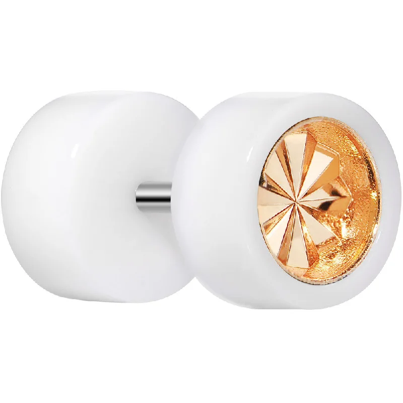Women's Earrings – Elegant Designs for Every Personality--0 Gauge White Acrylic Gold Dual Flashy Tire Rim Cheater Plug Women's Earrings – Elegant Designs for Every Personality--0 Gauge White Acrylic Gold Dual Flashy Tire Rim Cheater Plug