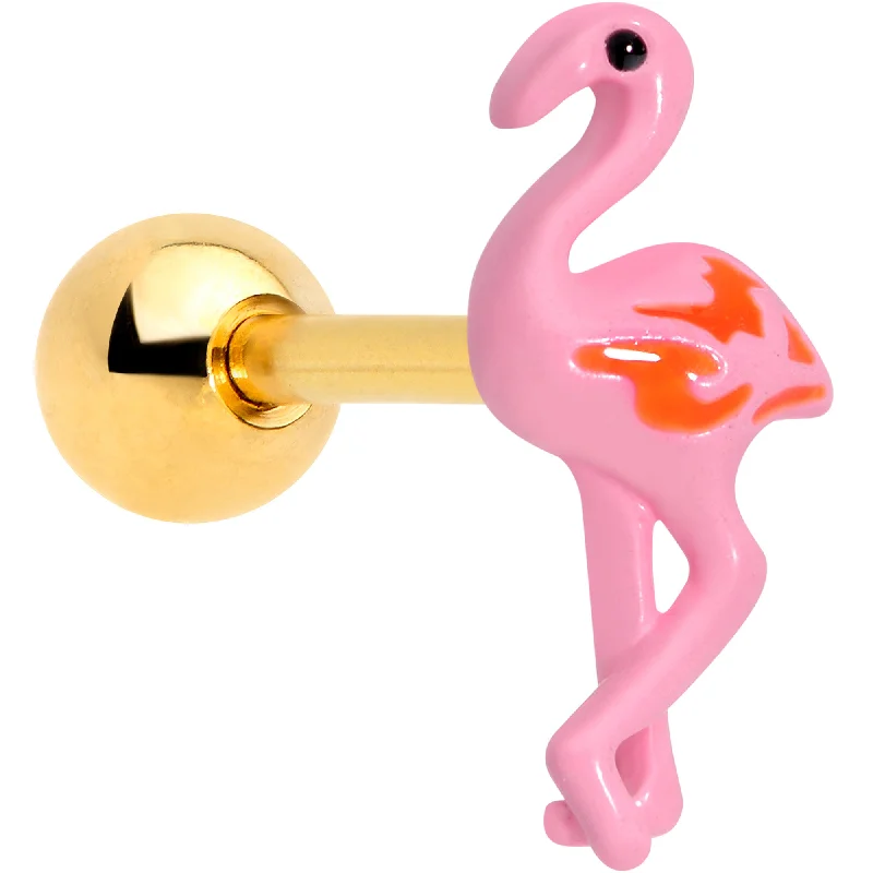 Women's Earrings – Elegant Designs for Every Personality--16 Gauge 1/4 Gold Tone Flamingo Cartilage Tragus Women's Earrings – Elegant Designs for Every Personality--16 Gauge 1/4 Gold Tone Flamingo Cartilage Tragus