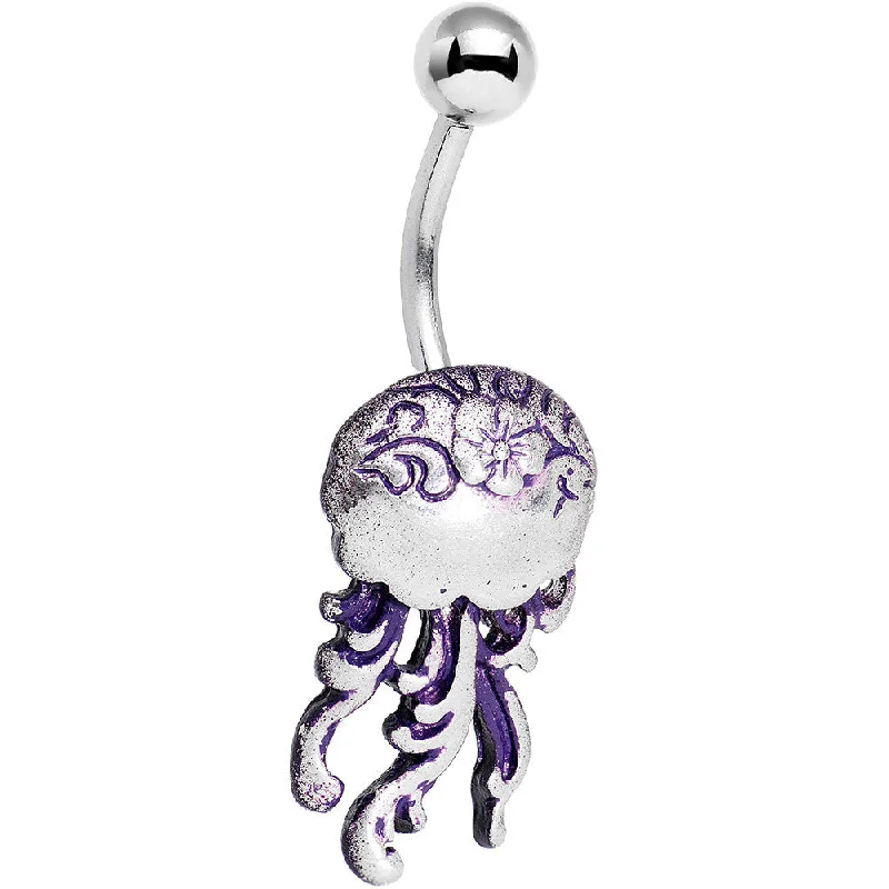 Trendy Belly Rings for Chic Women -Purple Swirl Simply Seaworthy Jellyfish Belly Ring Trendy Belly Rings for Chic Women -Purple Swirl Simply Seaworthy Jellyfish Belly Ring