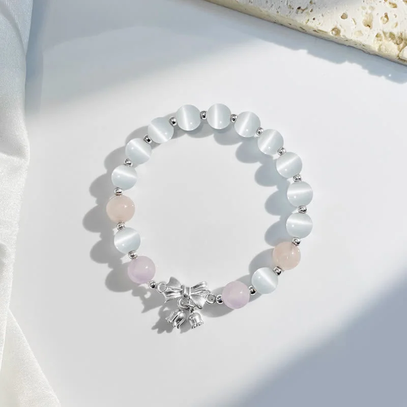Customized Wedding Bangles for Women-Buddha Stones Cat's Eye Lavender Amethyst Rosette Charm Bracelet Customized Wedding Bangles for Women-Buddha Stones Cat's Eye Lavender Amethyst Rosette Charm Bracelet