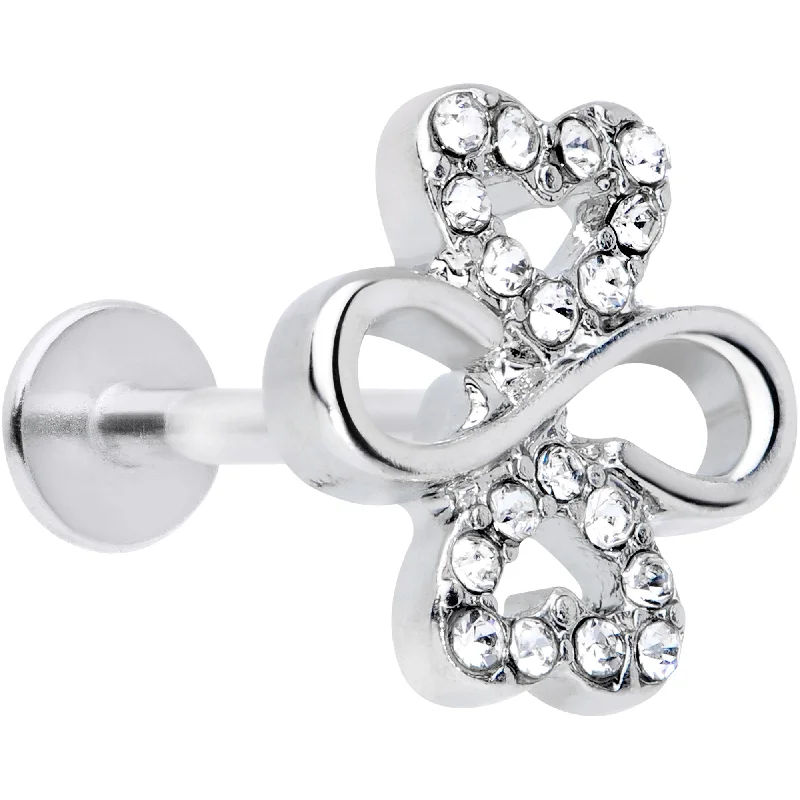 Trendy Lip Rings for Fashion-Forward Women16 Gauge 5/16 Clear Gem Shamrock St Patricks Day Labret Monroe Tragus