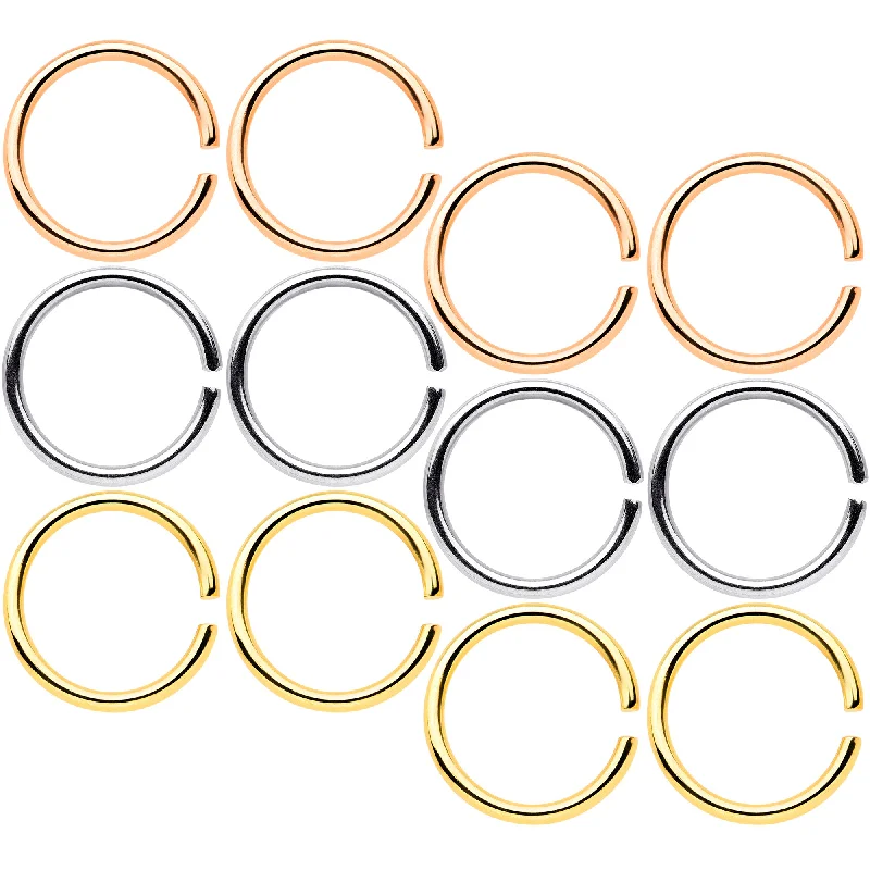 Nose Rings for Trendy Women’s Fashion -18 Gauge 5/16 Gold Tone Rose Gold Tone Anodized Seamless Circular Ring Set of 12 Nose Rings for Trendy Women’s Fashion -18 Gauge 5/16 Gold Tone Rose Gold Tone Anodized Seamless Circular Ring Set of 12
