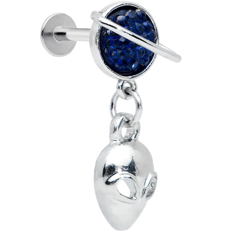 Trendy Lip Rings with Subtle Beauty16 Gauge 1/4 Alien Blue Planet Dangle Labret Monroe Tragus