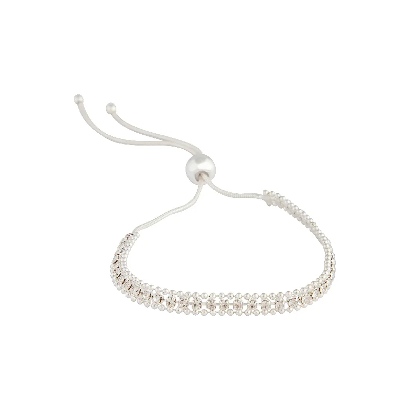 Cuff Bracelet Bangles for Women-Silver Diamante Toggle Tennis Bracelet