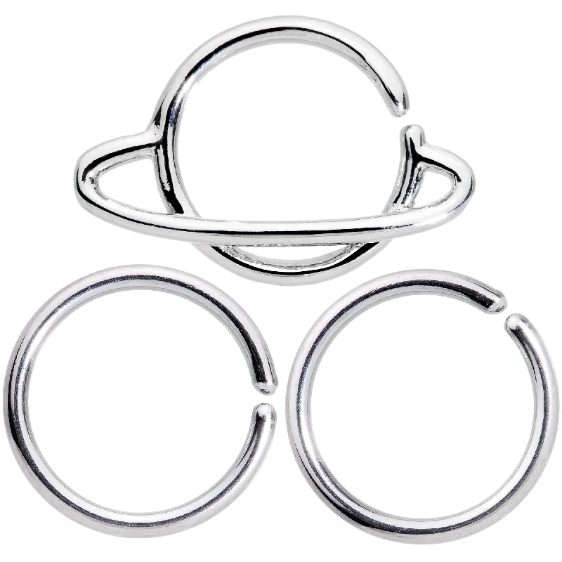 Women's Earrings – Elegant Designs for Every Personality--16 Gauge 3/8 Saturn and Friends Seamless Circular Ring Set of 3