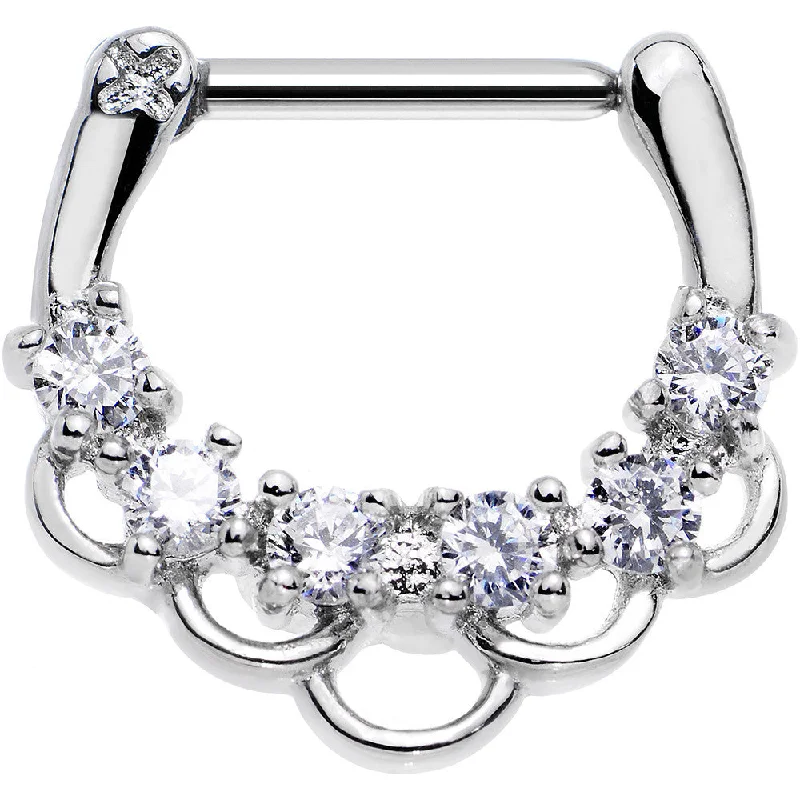 Nose Rings for Fashion-Forward Women -16 Gauge 5/16 Clear Gem Princess Parade Septum Clicker Nose Rings for Fashion-Forward Women -16 Gauge 5/16 Clear Gem Princess Parade Septum Clicker
