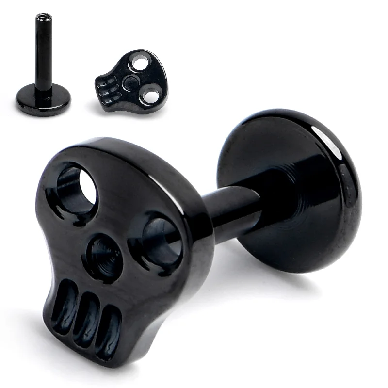 Stylish Lip Rings for Modern Women16 Gauge 1/4 Black ASTM F-136 Implant Grade Titanium Internally Threaded Skull Labret Stylish Lip Rings for Modern Women16 Gauge 1/4 Black ASTM F-136 Implant Grade Titanium Internally Threaded Skull Labret