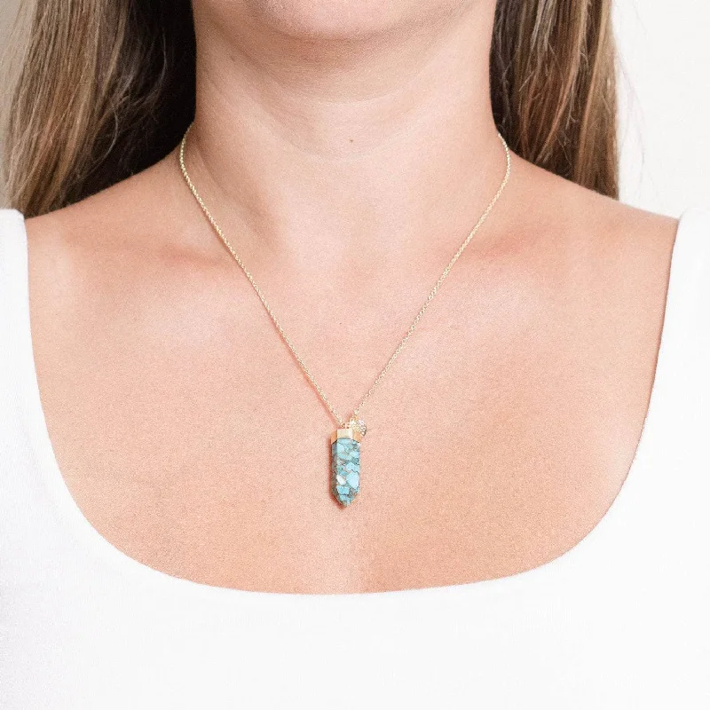 Shop Classic Women's Necklaces & Pendants with a Modern Twist-Genuine Turquoise Crystal Point Necklace Shop Classic Women's Necklaces & Pendants with a Modern Twist-Genuine Turquoise Crystal Point Necklace