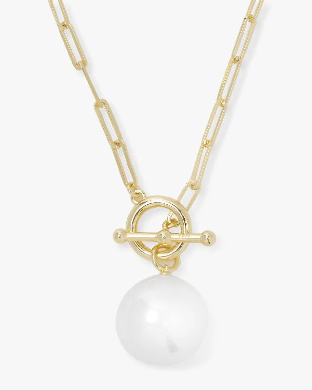 Shop Classic Women's Necklaces & Pendants with a Modern Twist-Life's A Ball Pearl Pendant Necklace - Gold Shop Classic Women's Necklaces & Pendants with a Modern Twist-Life's A Ball Pearl Pendant Necklace - Gold