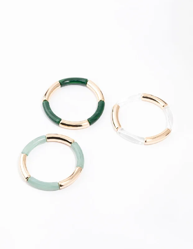 Designer Gold Bangles for Women-Gold  Stretch Bracelets 3-Pack