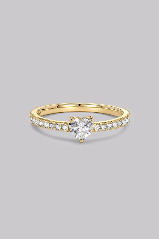 Chic Women's Rings for Fashion-Forward Looks-Pavé Heart Diamond Ring (0.48ct)