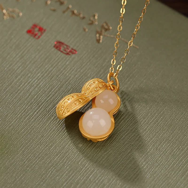 Shop Classic Women's Necklaces & Pendants with a Modern Twist-Buddha Stones 925 Sterling Silver Hetian White Jade Peanut Luck Necklace Pendant Shop Classic Women's Necklaces & Pendants with a Modern Twist-Buddha Stones 925 Sterling Silver Hetian White Jade Peanut Luck Necklace Pendant