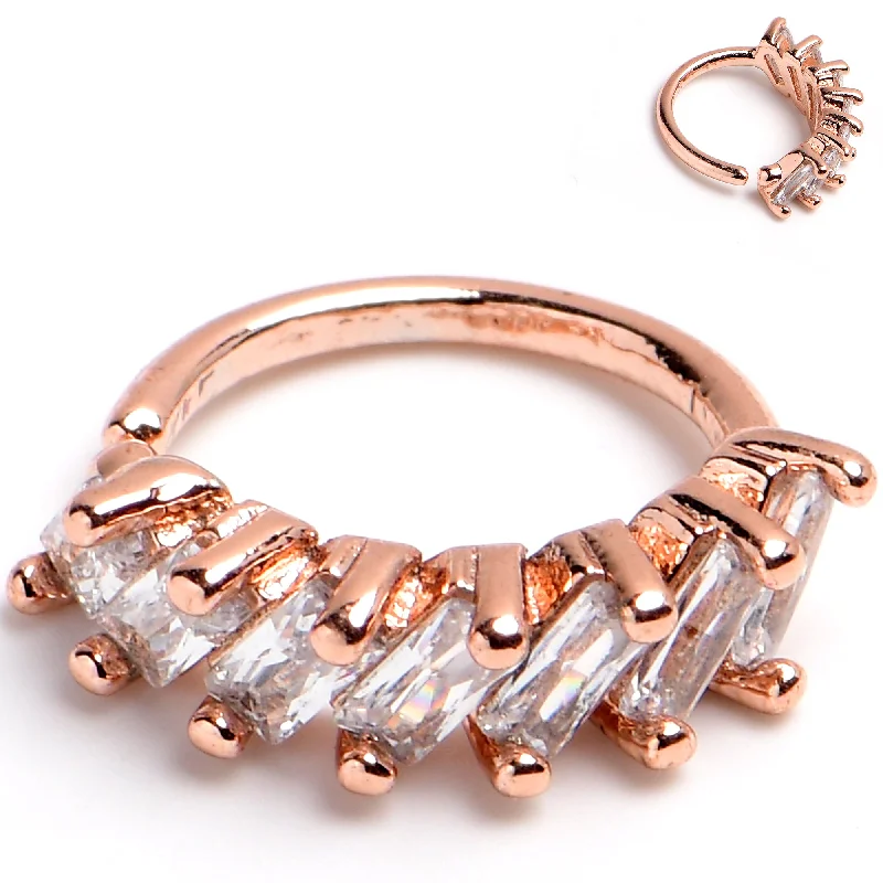 Designer Nose Rings for Elegant Women -18 Gauge 5/16 Rose Gold Toned Princess Cubic Zirconia Bendable Hoop Designer Nose Rings for Elegant Women -18 Gauge 5/16 Rose Gold Toned Princess Cubic Zirconia Bendable Hoop