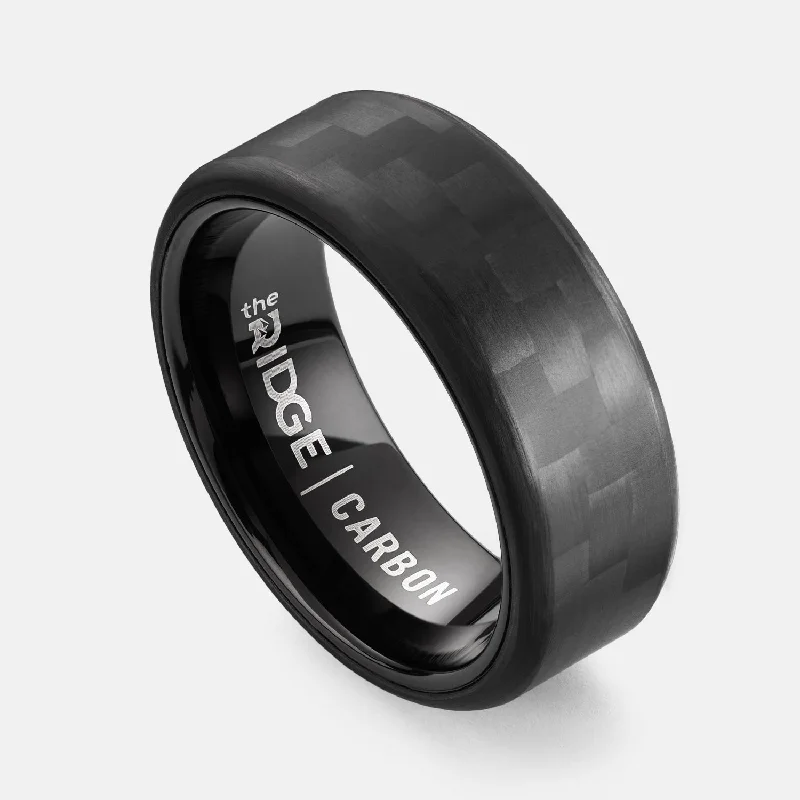 Top Men's Rings – Crafted for Every Style Ridge 8MM Beveled Ring Set - Carbon Fiber 3k Top Men's Rings – Crafted for Every Style Ridge 8MM Beveled Ring Set - Carbon Fiber 3k