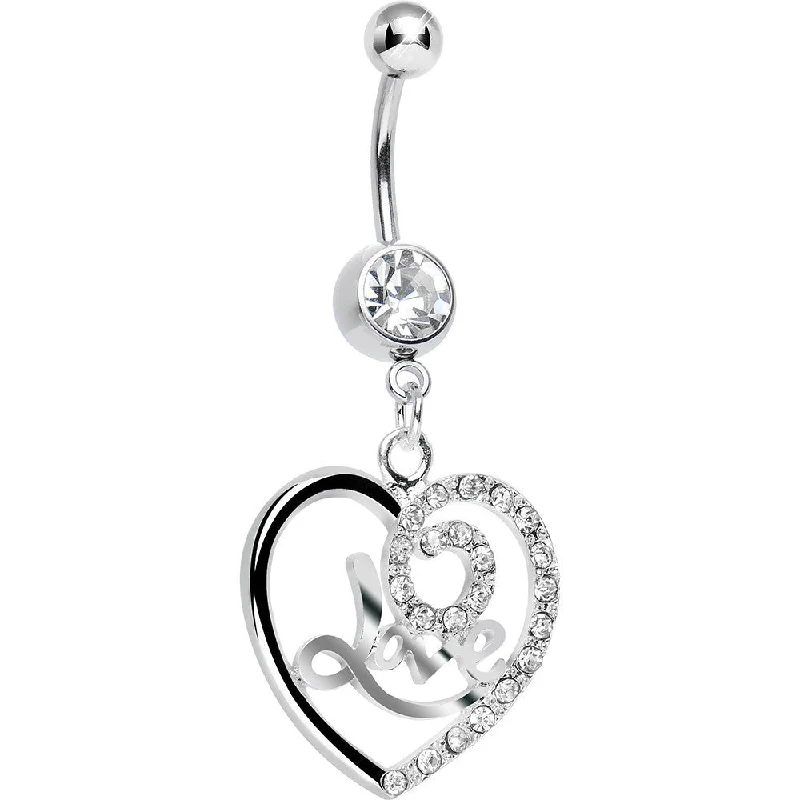Designer Belly Rings for Glamorous Look -Crystalline Gem Gleaming Love Heart Dangle Belly Ring Designer Belly Rings for Glamorous Look -Crystalline Gem Gleaming Love Heart Dangle Belly Ring