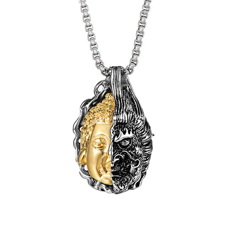 Shop Classic Women's Necklaces & Pendants with a Modern Twist-Buddha Stones Half Buddha Half Devil Powerful Necklace Shop Classic Women's Necklaces & Pendants with a Modern Twist-Buddha Stones Half Buddha Half Devil Powerful Necklace